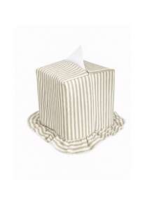 1pc Striped Ruffle Fabric Tissue Box Cover, Washable & Reusable Tissue Storage Bag With Pleated Trim, Dust-Proof Organizer For Bedroom, Bathroom, Car, Desk, Country Style Home Decor - Multicolor - View 11