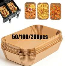 200/100/50/1 Thick Air Fryer Baking Tray - Suitable For Dual-Layer Basket Air Fryers, Heat-Resistant Disposable Rectangular Baking Tray, Easy To Clean And Reusable, Air Fryer Accessory, Multi-Function Cooking Baking Tray, Easy Clean Baking Tray, Durable Kitchenware. - Multicolor - View 3