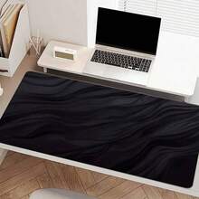 1pc Black Wave Pattern Extended Mouse Pad, Premium Texture Large Computer Desk Mat, Non-Slip Keyboard Mouse Pad, Multiple Sizes Available, Desktop Computer Accessory For Home Office, Study, Gaming And Daily Desk Use - View 3