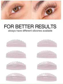 4pcs Self-Adhesive Eyelash Lift Pads, Glue-Free Lash Curl Rods, Reusable Soft J&L&B&D Curl Makeup Beauty Tool Pink - Pink - View 4