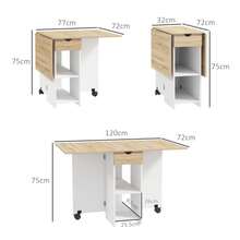 Folding Dining Table, Drop Leaf Table Small Spaces, Foldable Table With Drawer And Storage Shelves Kitchen, Dining Room, Oak On-Site - 1 - View 3