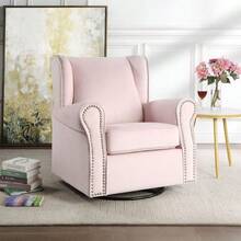 Tamaki Pink Fabric Glider Chair With Swivel - Pink1 - View 1