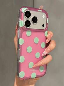 Simple Candy Color Polka Dot Heart Suction Cup Sticker Phone Case Compatible With IPhone 18 Pro Max 18 Pro 17 Pro Max 17 Pro 17 16 Pro Max 16 Pro 16 15 Pro Max 15 Pro 14 Pro Max 14 Pro 13 Minimalist Matte Translucent Shockproof Protective Cover - Hot Pink - View 3