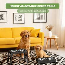 Stainless Steel Elevated Dog Bowls, Anti-Slip Raised Pet Feeder For Large Dogs, Adjustable Height Food & Water Bowls - 2800ML - View 5