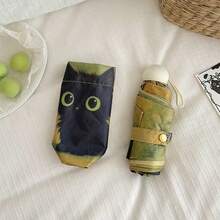 Payung Kapsul Kucing Hitam Kompak Portabel Bahan Vinyl Hitam Pelindung Matahari Tahan UV untuk Aktivitas Luar Ruangan, Perjalanan, dan Segala Cuaca - Kapsul Kucing Hitam - View 3