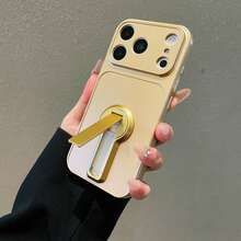 (Order And Follow Store To Get Free Lanyard) 360° Rotatable Bar Stand New Metallic Paint Corning Phone Case + Hand Strap Phone Case / Suitable For Honor 600, Apple 18 Pro Max/18 Pro/18/17 Pro Max/16 Pro Max/15 Pro Max/14 Pro Max/13 Pro Max/12 Pro Max/11 Pro Max/XS Max, S25/S24, 17T, Honor, Moto - Gold - View 3