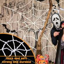 1pc Giant Spider Web Halloween Decoration, Suitable For Outdoor/Indoor, Yard/Home/Costume Party/Haunted House Decoration, Outdoor Decoration, Suitable For Yard, Haunted House, Window, Party, Porch, Indoor/Outdoor Universal Decoration - Multicolor - View 3