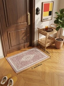 1件裝粉色花卉波斯風客廳地毯，適用於廚房、餐廳、臥室節日裝飾，室內/室外通用，辦公室防滑門墊，浴室地毯，走廊、書房、遊戲區地毯 - 粉色 - 查看 20