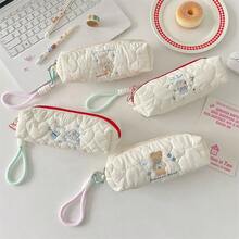 1 pièce Nouvelle trousse à crayons grande capacité avec broderie de dessin animé, trousse à crayons douce et mignonne pour les étudiants - Plusieurs styles - Voir 1