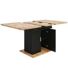 Telescopic Dining Table (140*70cm), Extendable Dining Table With Storage Shelf, Space-Saving Kitchen Table, Dining Table With Three Shelves, Extendable Dining Table Kitchen And Living Room, Natura - 1 - View 6
