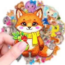50pcs Animal Embroidery Style Stickers, Waterproof Animal Decals, Suitable For Teens, Grandmothers, Home Aesthetics, For Scrapbooking And DIY Crafts - Multicolor - View 7