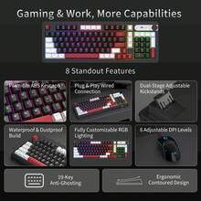 MageGee GK960 Wired Membrane Keyboard And Mouse Combo, RGB Backlit 95% Layout 98 Keys Keyboard With Volume Knob,19‑Key Rollover, Silent Typing + 6‑Level DPI 7‑Color Backlight Gaming Mouse For PC Laptop Office Home Gaming - View 2