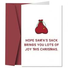 1pc Fun Christmas Greeting Card With Envelope, Hope Santa's Sack Brings You Lots Of Joy, Holiday Blessing Card, Suitable For Friends, Family And Anyone, Christmas Celebration Holiday Card - A - View 7