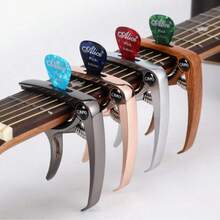 Guitar Capo, Ergonomic Design For Comfortable Grip, Spring Structure For Smooth Operation, Secure Clamping Without Damaging Strings, Includes String Winder Function - Silver - View 1