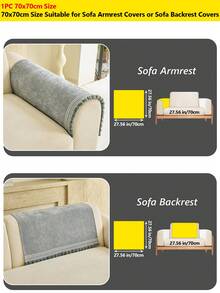 1pc Chenille Sofa Cushion, With Pom Pom Lace Trim Design, All-Season Anti-Slip Seat Pad, Machine Washable, Pet-Friendly Stain-Resistant, Sofa Protector Cover - Light Grey - View 16