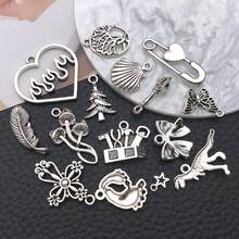 15pcs Alloy Antique Silvery Mixed Style Pendant Jewelry Making DIY Earring Pendant Various Design Charms For Jewelry Making Bracelets Necklace - Antique Silver - View 3