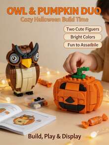 Particle Assembly, Halloween Theme Multiple Fun Figurines, Quirky And Eye-Catching Designs, Can Be Assembled And Displayed, Home Desktop Decor, Suitable For Building Block Enthusiasts Leisure Play, Perfect For Halloween, Christmas, Thanksgiving And Back To School Gifts - Multicolor - View 6