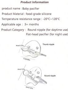 1pc/2pcs Transparent Silicone Baby Pacifier, Silicone Material, Heat Resistant Up To 120°C, Sterilizable, Material, Soft And Elastic, Easy To Clean, Day And Night Models, Suitable For Babies 3 Months And Older For Daily Use - Clear - View 9