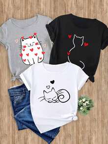 Women T-Shirts - Black (Patterned) 1-pack - View 1