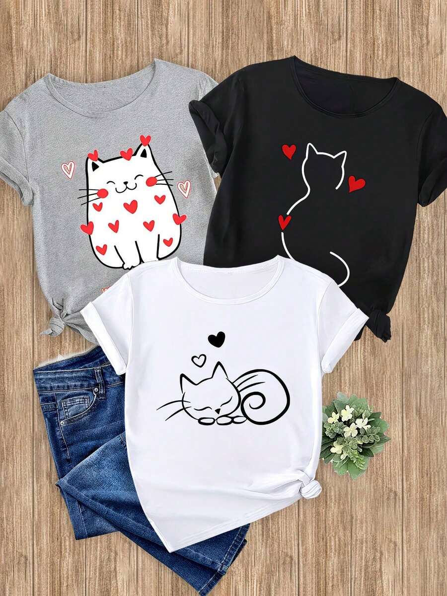 Women T-Shirts - Black (Patterned) 1-pack - View 1