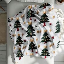 1pc Personalized Christmas Tree Popular Design Pattern Blanket - Comfortable And Warm Digital Print Knitted Blanket, Suitable For Napping, Sofa, Office, Camping, Multi-Purpose Gift, Suitable For All Seasons - Multicolor - View 3