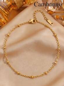 1pc Minimalist Women's Stainless Steel Blade Anklet - Gold - View 3