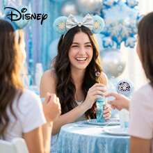 Disney 1pc Frozen Princess Elsa Character Ear Headband, Shiny Light Blue Sequin Snowflake Tiara Bow Cosplay Party Hair Hoop - Multicolor - View 7