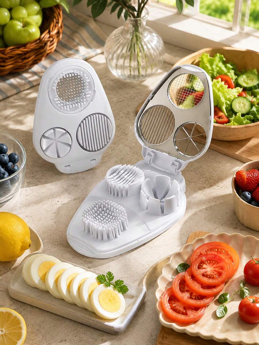 2pcs Heavy Duty Manual Egg Slicer, Chopper And Cutter - This Multi-Functional Egg Cutting Device With Round Blades Can Precisely Slice, Making It A Convenient Kitchen Tool For Preparing Omelets And Salads