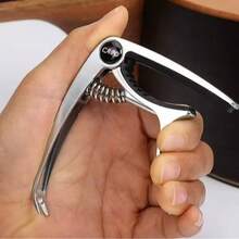 Guitar Capo, Ergonomic Design For Comfortable Grip, Spring Structure For Smooth Operation, Secure Clamping Without Damaging Strings, Includes String Winder Function - Silver - View 4