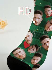 1 Pair Print Funny Long Socks,Can Customize Photos,Interesting Couple Design Socks,Suitable For Valentine's Day,Birthday,Christmas And Other Occasion - Green - View 4