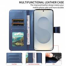1件壓紋錢包手機殼，適用於 Apple 17 Pro Max、A57、Note 15 PRO，人造皮革保護殼（全球版，非本地機型） - 寶藍色 - 查看 3