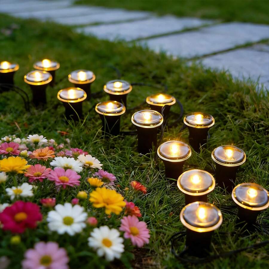 Solar Buried Ground LED Well Lights, Mini In-Ground Disk Spot Lamps, Waterproof Recessed Pathway Lights, Whimsical Landscape Ornament For Garden Lawn Yard Border Decoration
