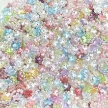120pcs Multicolor Pearl Luster Five‑Petal Flower Acrylic Center Hole Loose Beads For DIY Bracelets, Phone Charms, Keychains Handmade Craft Supplies - Multicolor - View 12