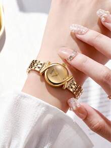 1 Women's Vintage Watch With A Simple And Elegant Quartz Dial For Daily Wear, As A Gift For Holidays And Anniversaries - Gold - View 5