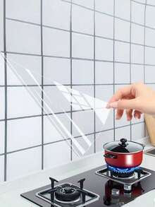 196.85 Inch Electrostatic Non-Adhesive Wall Protection Film - Scratch Resistant, Removable, Plastic And Other Materials, For Bedroom, Living Room, Home And Dorm Decor 3D Panels, Transparent Kitchen Oil-Proof Sticker, Non-Adhesive Electrostatic Film, Wall Protection Film, Stove Countertop Waterproof, Anti-Stick - 55 cm - View 4