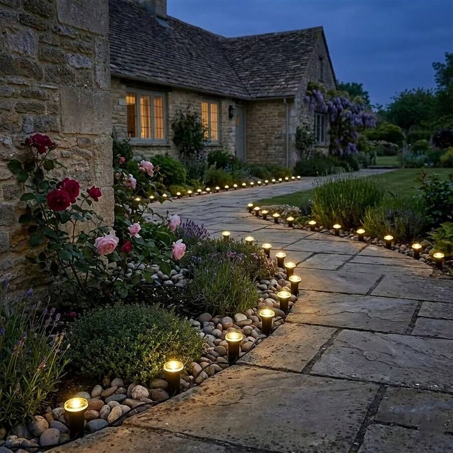 Warm White Solar In‑Ground Disk Lights, IP65 Water Resistant, Solar‑Charged Recessed Lights For Lawn Walkway Patio Decor