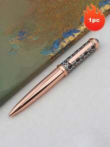 1pc Luxury Retractable Metal Ballpoint Pen, Exquisite Geometric‑Carved Decorative Writing Pen, Smooth‑Writing Office Signature Roller Pen, Portable Elegant Gift Pen For Business, School & Daily Use - Multicolor - View 13