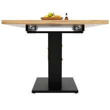 Dining Table Telescopic Table (120-160*75cm), Extendable Table, Extendable To 120-160cm With Aid Of Internal Insert Panels, Kitchen And Living Room, Dining Table With Black Marble Pattern - Black+Natural + MDF - View 8
