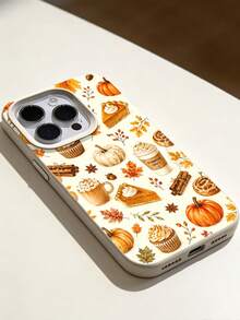 1pc Personalized Halloween Autumn Drink Pumpkin Dessert Aesthetic Pattern White Liquid Straight Edge Phone Case Compatible With IPhone 16/16Pro/16Plus/15/15ProMax/15Pro/11/12/13/14ProMax/11Pro/11ProMax/12Pro/12ProMax/13Pro/13ProMax/14Pro/14ProMax Soft Shell Premium Creative - Multicolor - View 5