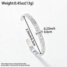 Personalized Ancient Egyptian Sun Pyramid Totem Engraved Silver C-Shaped Open Cuff Bracelet, Unisex, Suitable For Daily And Party Wear - Silver - View 6