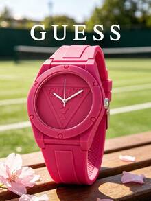 Guess Women's Quartz Watch, Rubber Strap, Round Case, Raised Triangle Logo Dial, Sporty Casual Style, Campus Summer Vacation Fashion - one-size - View 12