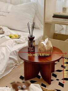 1pc Vintage Creative Solid Wood Coffee Table, B&B Decor Small Table, Minimalist Cafe Leisure Table, Sofa Side Table, Tea Table - Coffee Brown - View 11