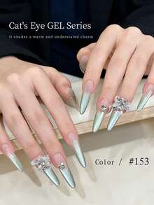 XEIJAYI 1pc 10ml Kutek Gel Kuku Mata Kucing Magnetik Berkilau Starlight, Kompatibel dengan UV/LED, Cocok untuk Salon dan Manikur DIY di Rumah - Baby Blue - View 3