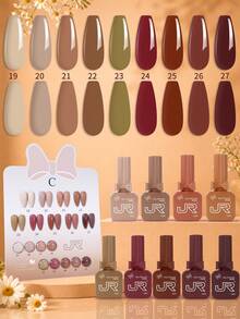 JR 126 Colors Gel Nail Polish 15ml 9pcs Set Bow & Ribbon Filled Bottle Set No Soak Off UV LED Suitable For Girls Gift - Multicolor - View 1
