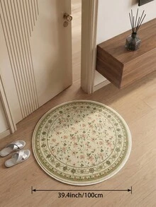 1件裝粉色圓形花卉圖案防滑門墊，適用於廚房、餐廳、臥室、房間節日裝飾、室內/室外、辦公室、大廳、浴室、走廊、書房、遊戲區地毯 - 淡綠 - 查看 15