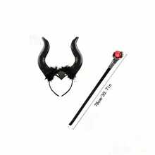3pcs/Set Halloween Devil Costume, Includes Devil Horn Headband, Black Wings And Red Ball Scepter, Suitable For Halloween Events, Theme Parties And Cosplay - Multicolor - View 13