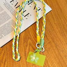 1 Pc Sweet Three‑Color Braided Phone Wrist Strap, Soft Phone Lanyard With Flower Pendant, Anti‑Lost Ornament For Smartphone & Phone Case - Multicolor - View 10