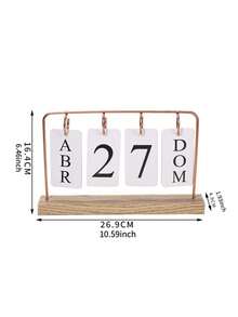 1 cái Lịch vạn niên lật - Đế vàng, hiển thị ngày thay thế được - Phù hợp trang trí nhà và văn phòng, treo tường hoặc đặt trên bàn - Nhiều màu - Xem 2