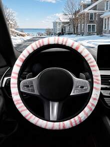 ROSEKEY 1PC Elastic Cow-Print Plush Steering Wheel Cover, Soft And Non-Slip Car Steering Wheel Protector Without Inner Rim, Cute Car Interior Cover For Women, Suitable For Sedans, SUVs And Trucks, Comfort Car Accessory.,Car Accessories For Women. - A - View 2