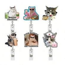 1pc Cat Retractable Badge Reel, Doctor Nurse ID Card Holder Clip - Multicolor - View 13